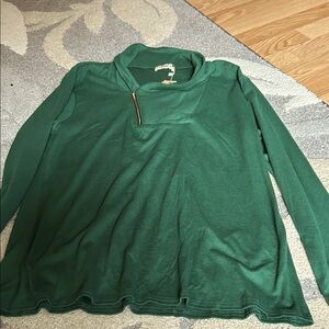 Green Pullover with Gold Zipper